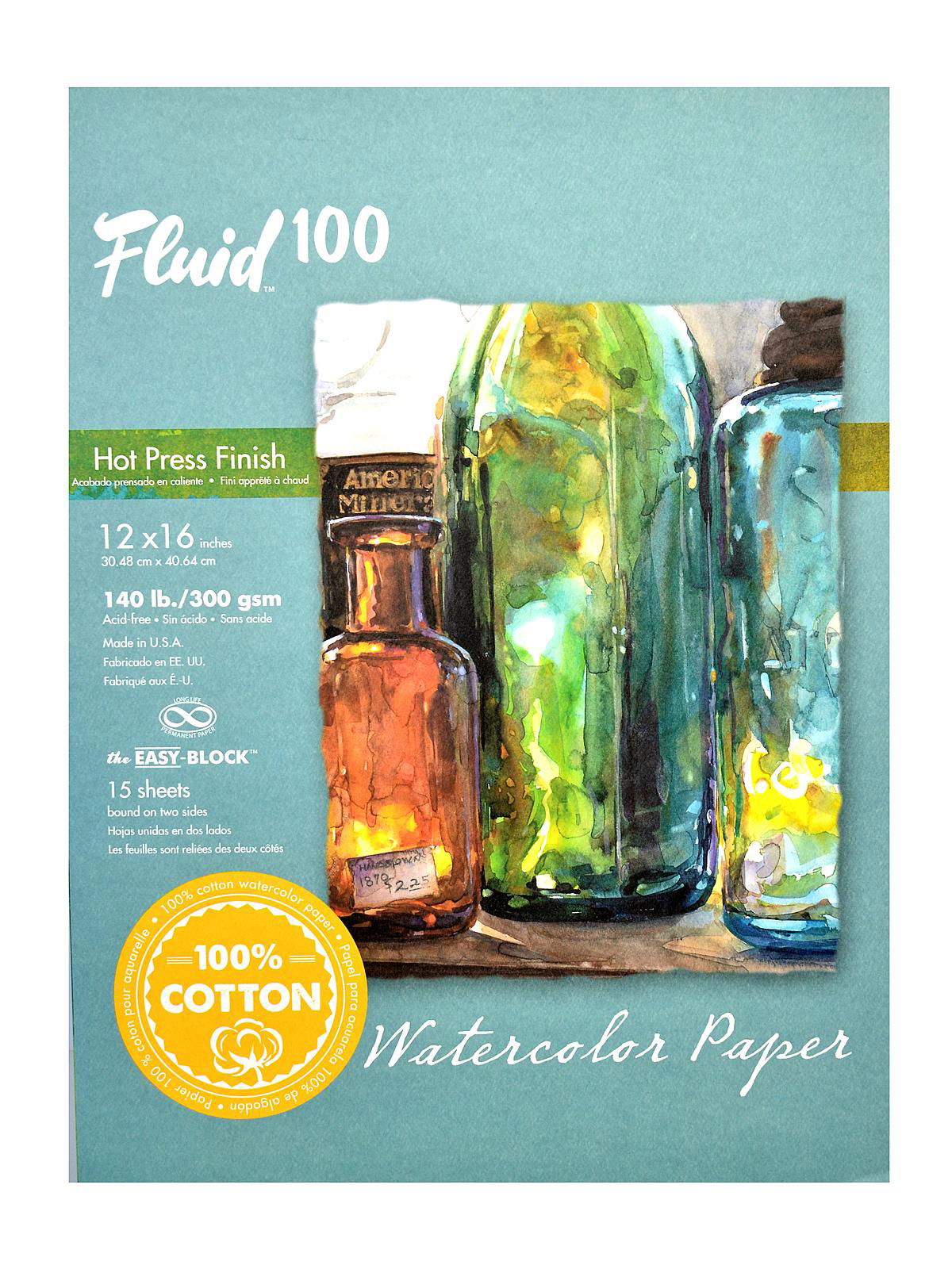 Fluid Cold Press Watercolor Paper 16 in. x 16 in. Block