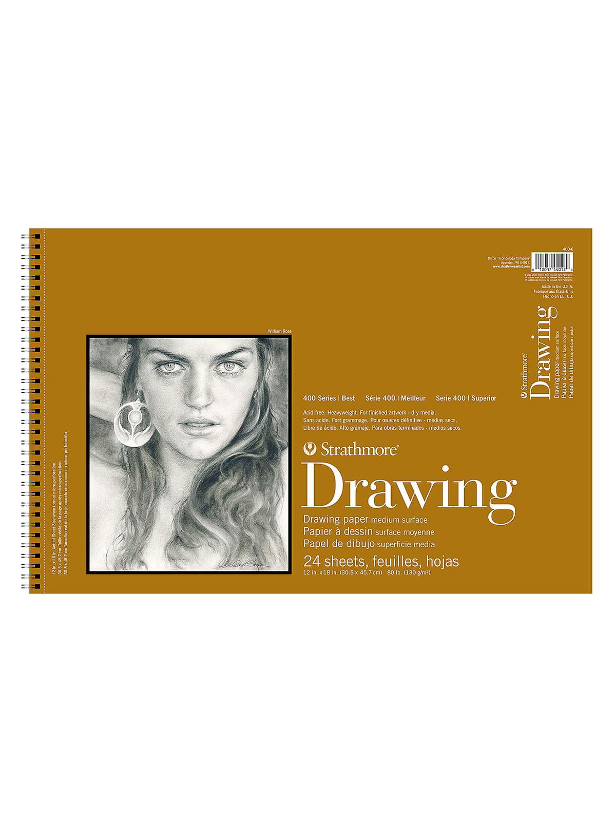 Strathmore : 400 Series : Spiral Drawing Pad : 163gsm : 24 Sheets : A3 -  Spiral Pads - Paper & Card - Surface