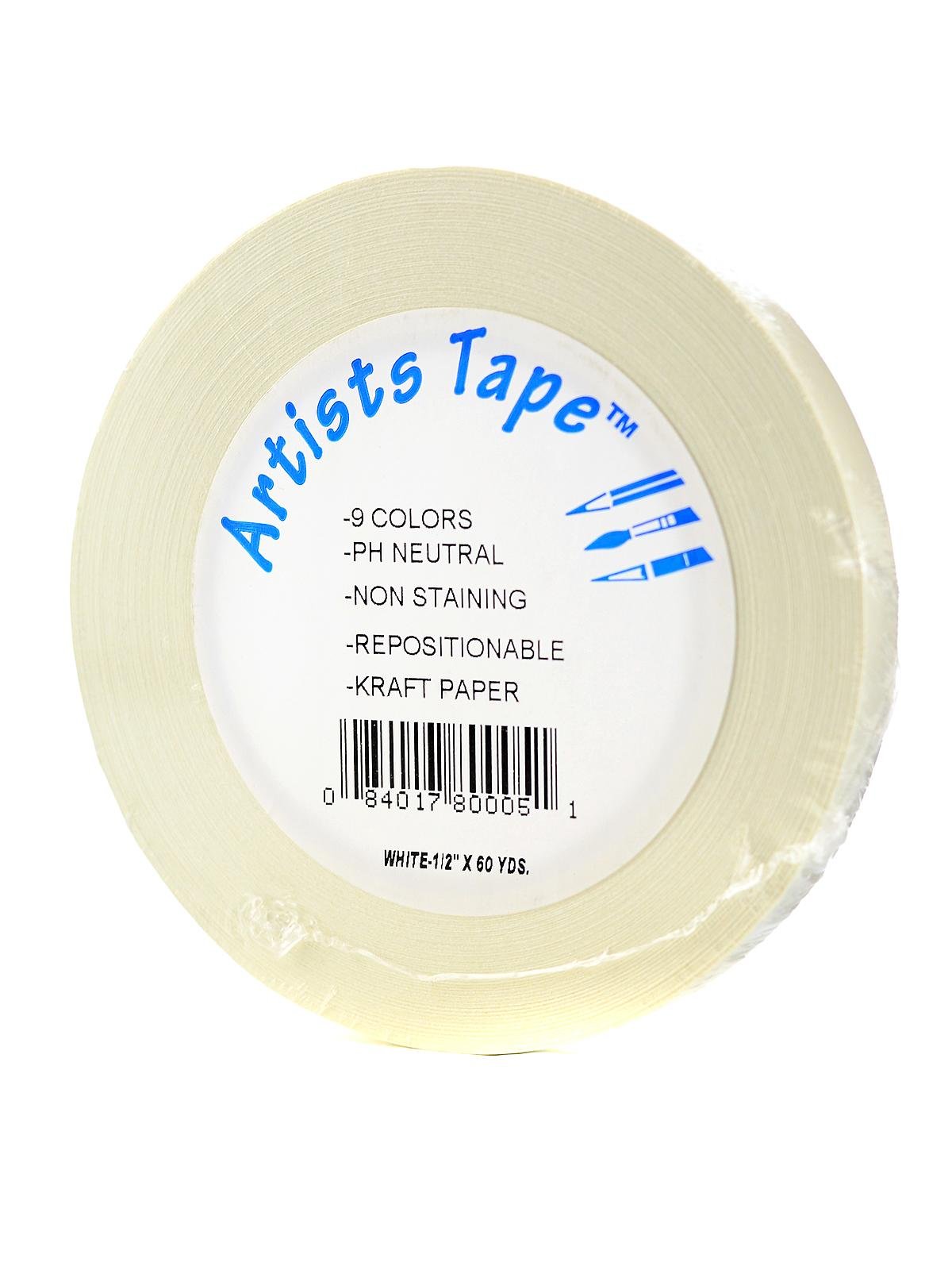 ALLFUN 4 Pack White Artist Tape, Art Masking Artist Tape for Watercolor Painting Drafting Canvas Framing, Acid Free Low Tack Masking