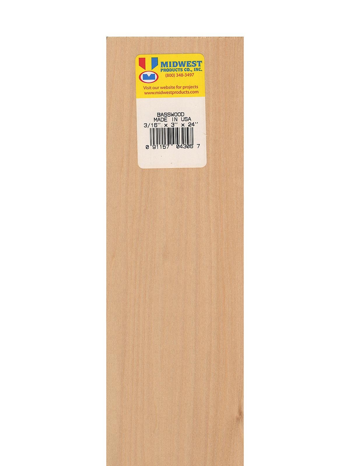 Midwest Products Co. Basswood Sheets 1/8x2x24 (15)