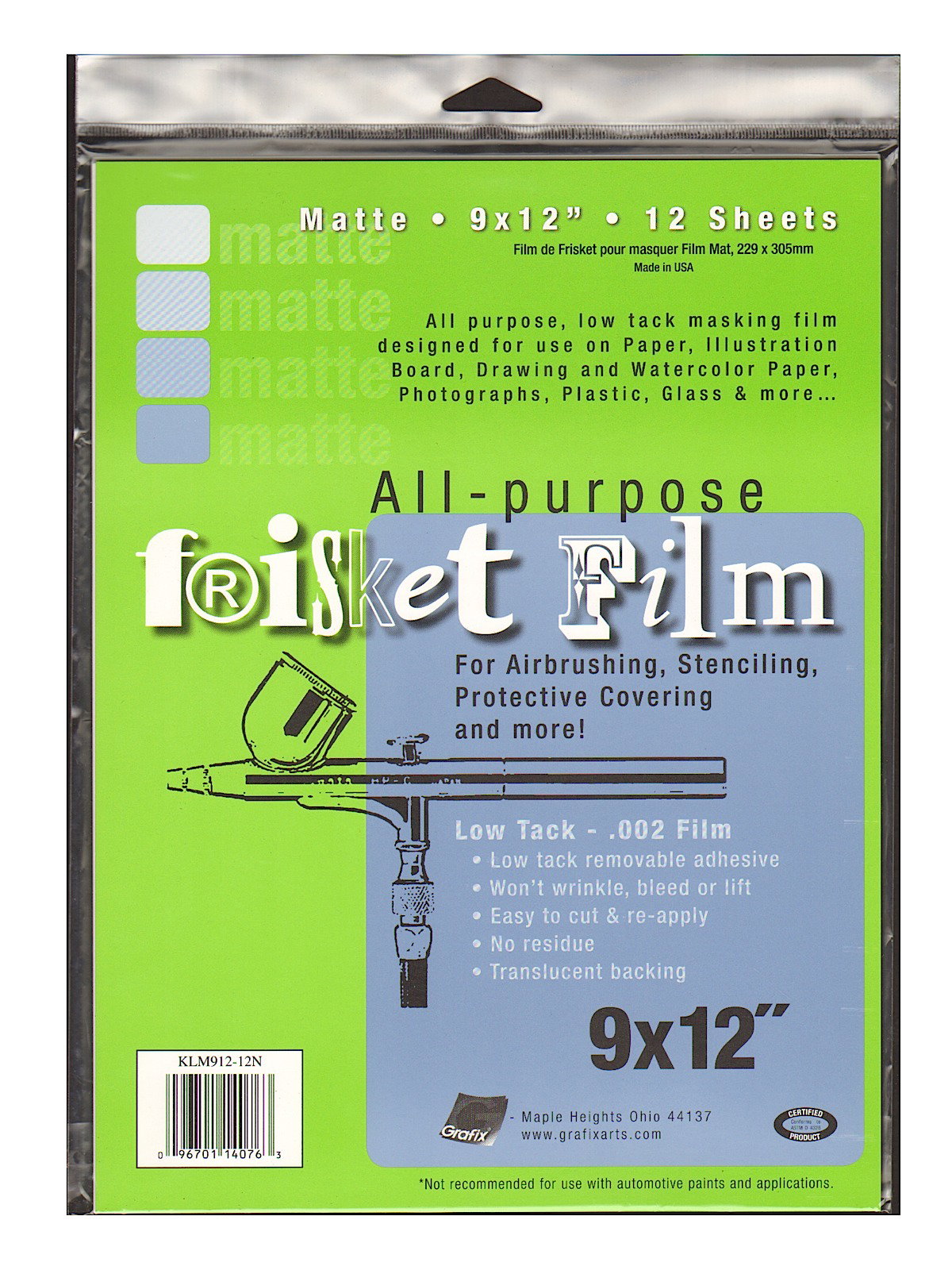Grafix All Purpose Low Tack Frisket Film SSelf-Adhering Removeable