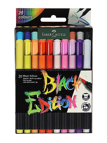 Faber-Castell - Black Edition Felt Tip Brush Pens - Set of 20