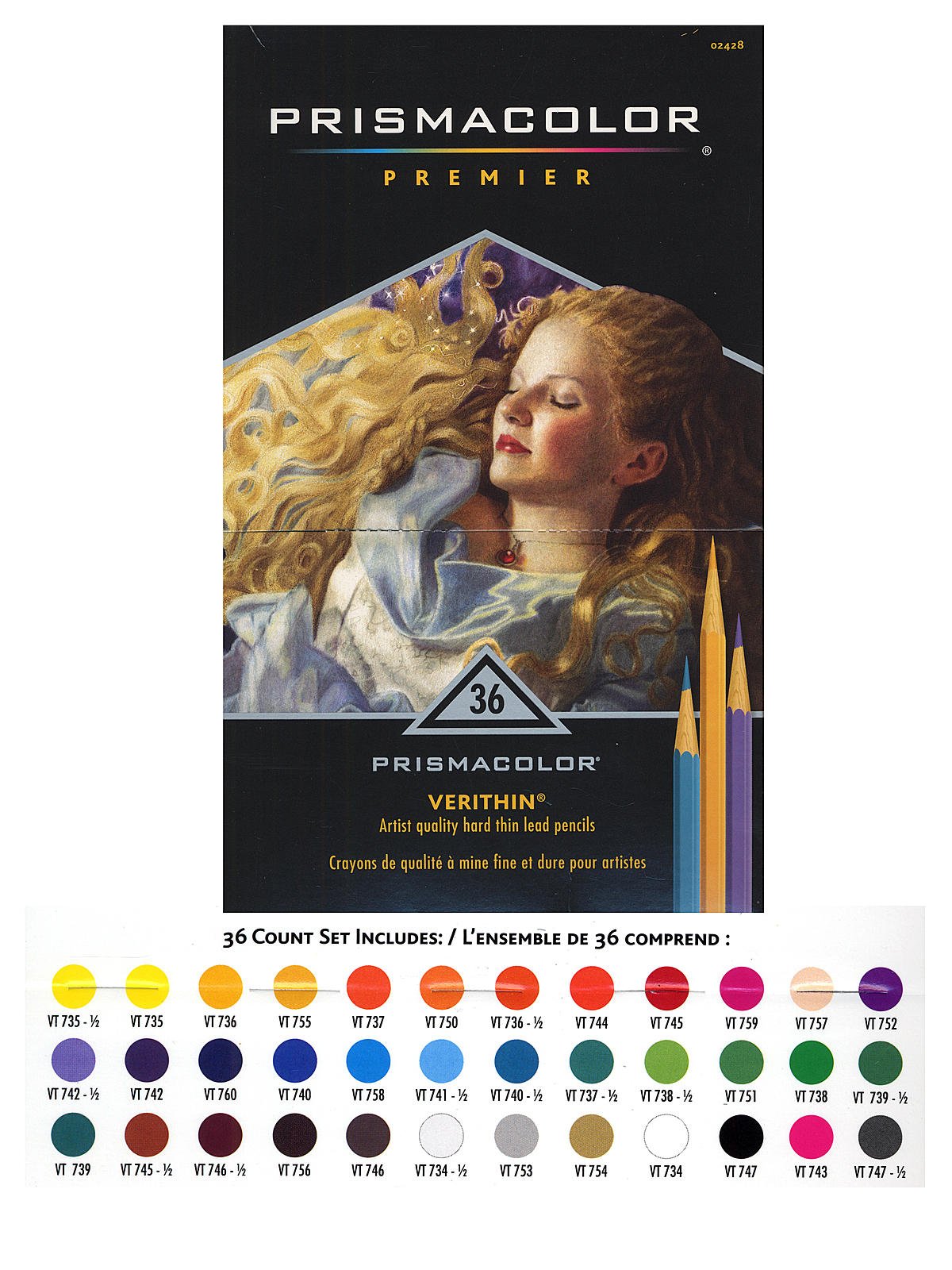 Thin Lead 36 Color Set Prismacolor Premier Verithin Colored Pencils 