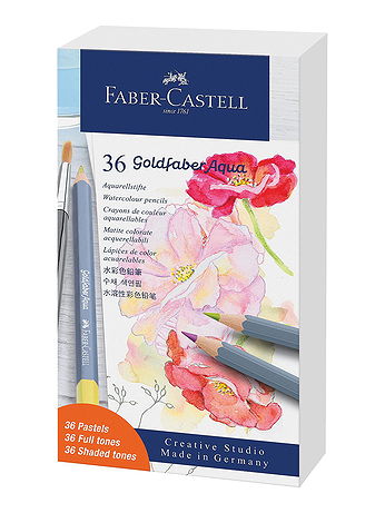 Faber-Castell - Goldfaber Aqua Watercolor Pencil Tin Sets - Gift Set of 36 Pastels