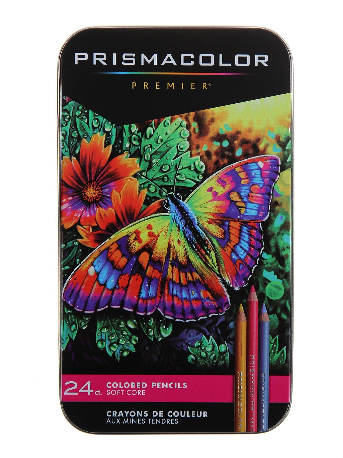 Prismacolor Premier Colored Pencils Metal Tin Gift Set 24 - Missing one  pencil