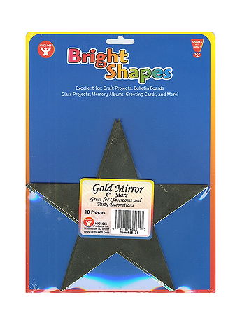 Hygloss - Bright Shape Cut Outs - Stars, 6 in., Gold Mirror