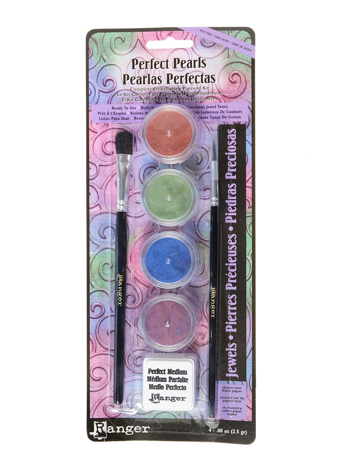 Perfect Pearls AGED PATINA Pearlescent Pigment Powder Set w/ Brushes & Stamp pad 