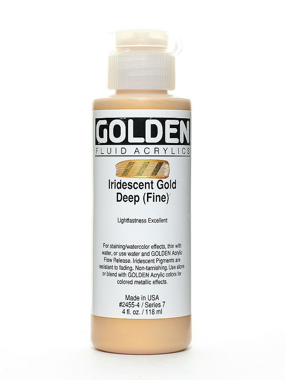 Golden Fluid Acrylic Iridescent Bright Gold (Fine) 8 oz