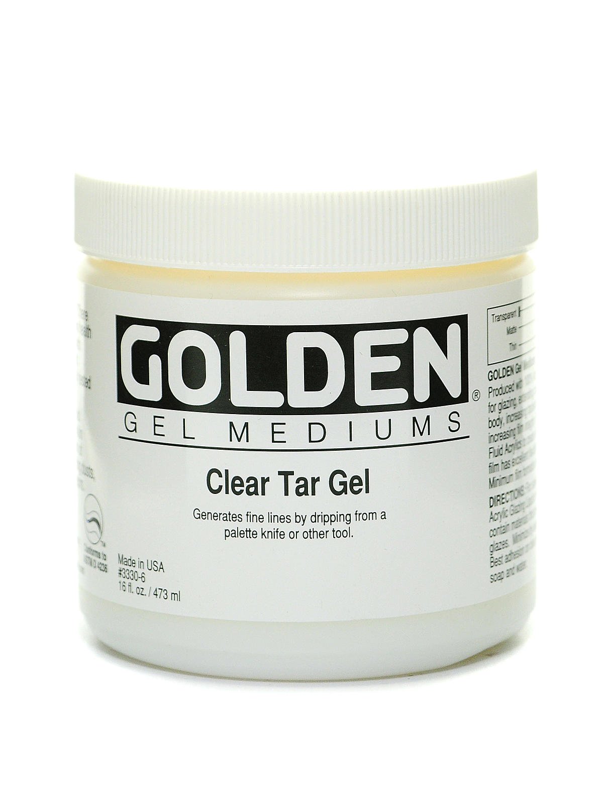 GOLDEN Acrylic Gel Mediums Clear Tar Resin Gel 8 oz