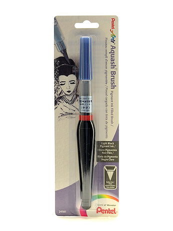 Pentel - Aquash Water Brush - Medium Fine Point, Filled With Light Black Pigment Ink