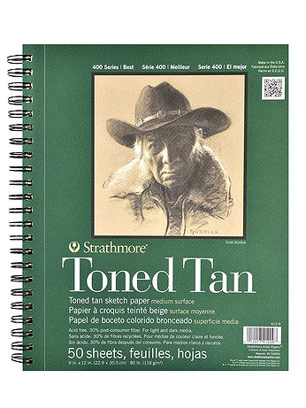 Strathmore - 400 Series Toned Sketch Paper Pads (Wirebound) - Tan, 9 in. x 12 in., 50 Sheets