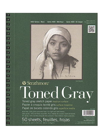 Strathmore - 400 Series Toned Sketch Paper Pads (Wirebound) - Gray, 9 in. x 12 in., 50 Sheets