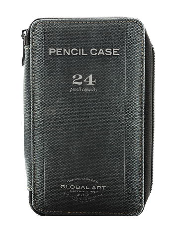 Global Art - Canvas Pencil Cases - Steel Blue, Holds 24 Pencils