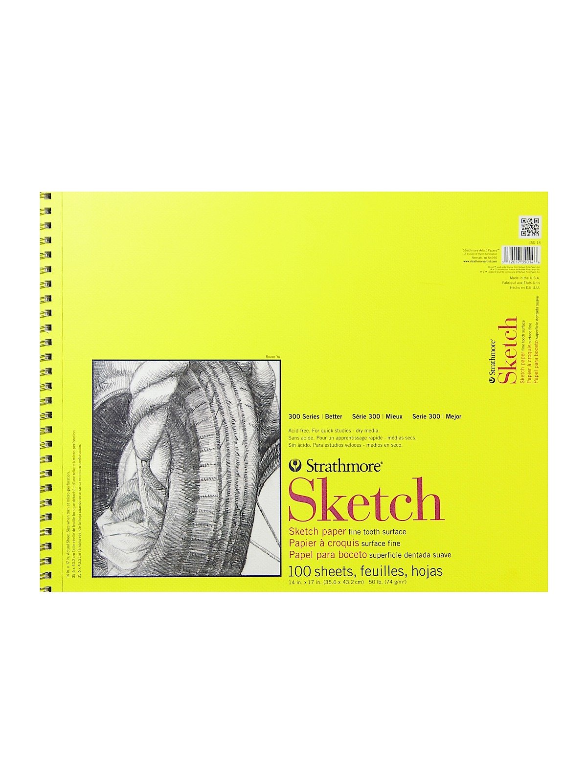 Strathmore® 300 Series Wired Drawing Paper Pad, 50 Sheets