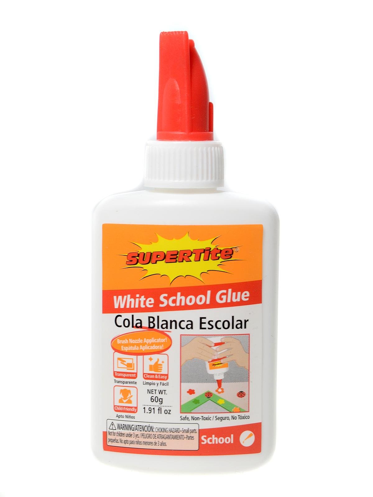 1027 WHITE SCHOOL GLUE w/ Brush Nozzle Applicator 120g – Supertite