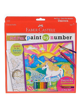 Faber-Castell - Paint by Number with Watercolor Pencils Kits - Unicorn Foil Fun