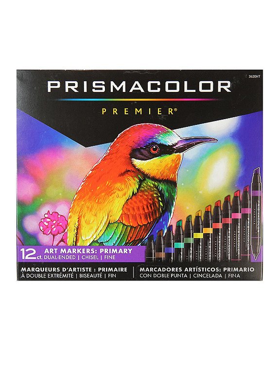 Prismacolor Premier Art Marker Set, Chisel/Fine, 12-Colors, Primary Colors  