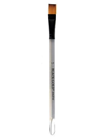 Dynasty - Black Gold Series Synthetic Brushes Flat Wash Clear Acrylic Handle - 1/2 in.