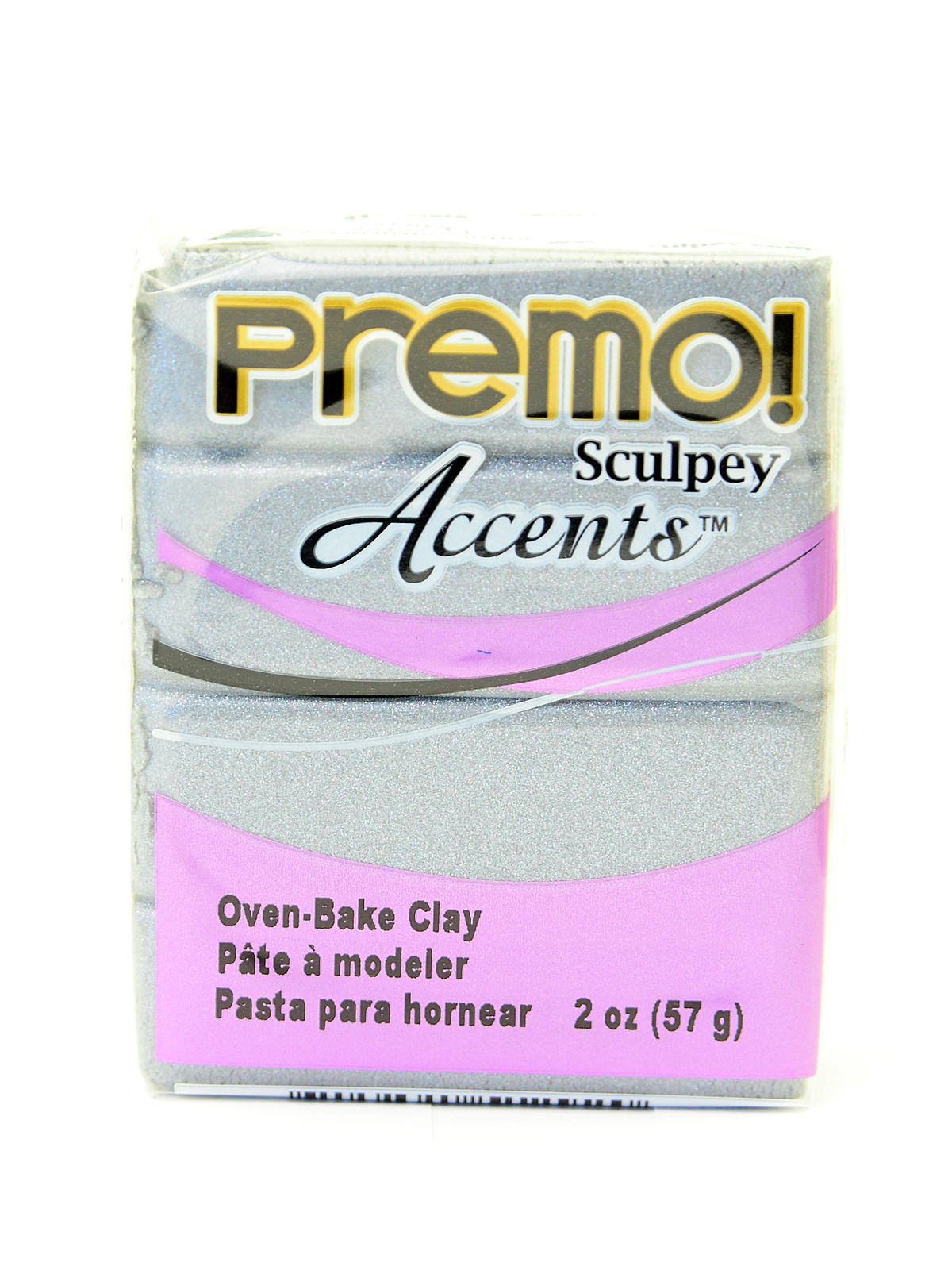 Sculpey Premo Accents oven-bake polymer clay, white gold glitter