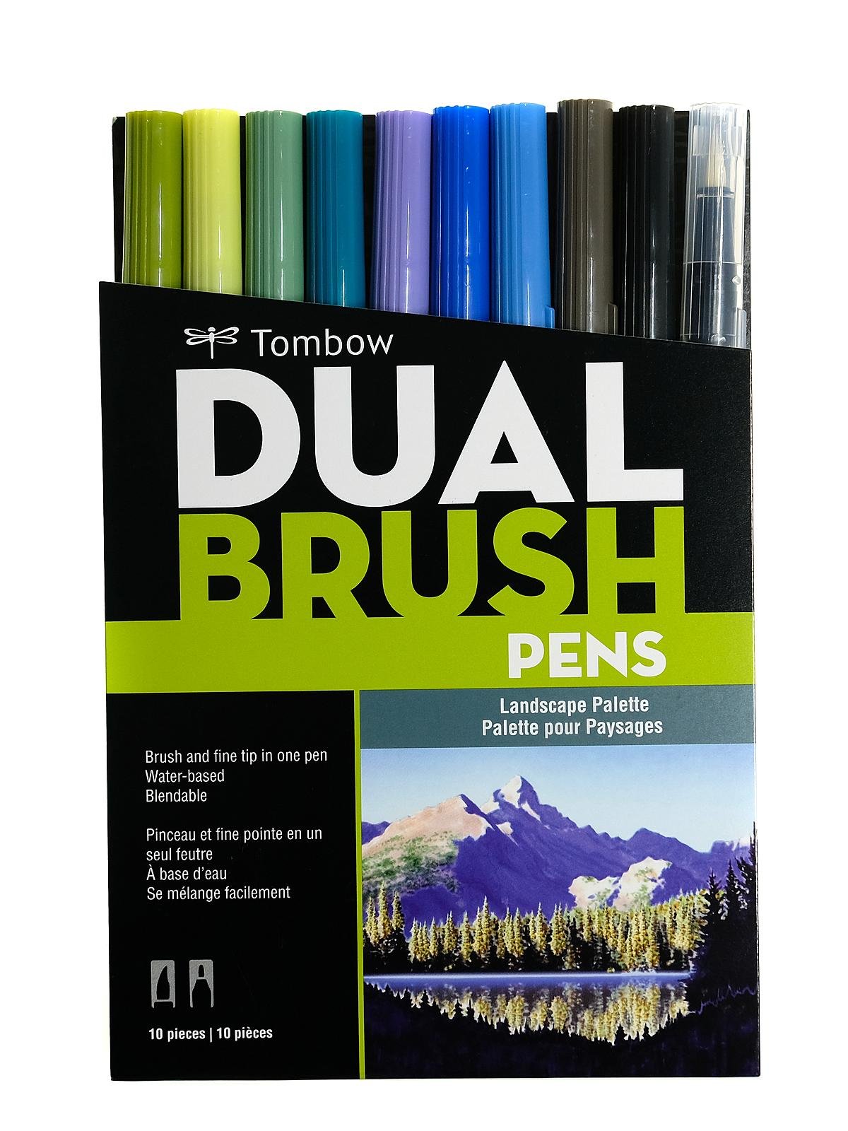 Dual Brush Pen Art Markers w/ Resilient Flexible Brush Tip Non Bleed Water  Based