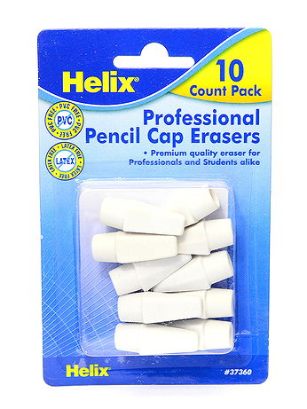 Helix - Eraser Caps - White, Pack of 10, Professional hi-Polymer