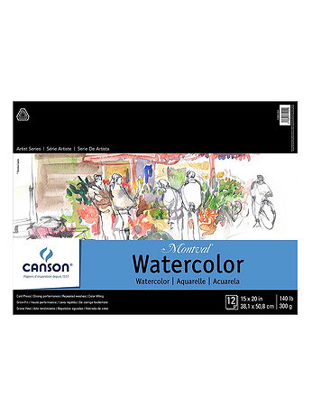 Canson - Montval Watercolor Paper - 15 in. x 20 in., Pad of 12, 140 lb. Cold Press