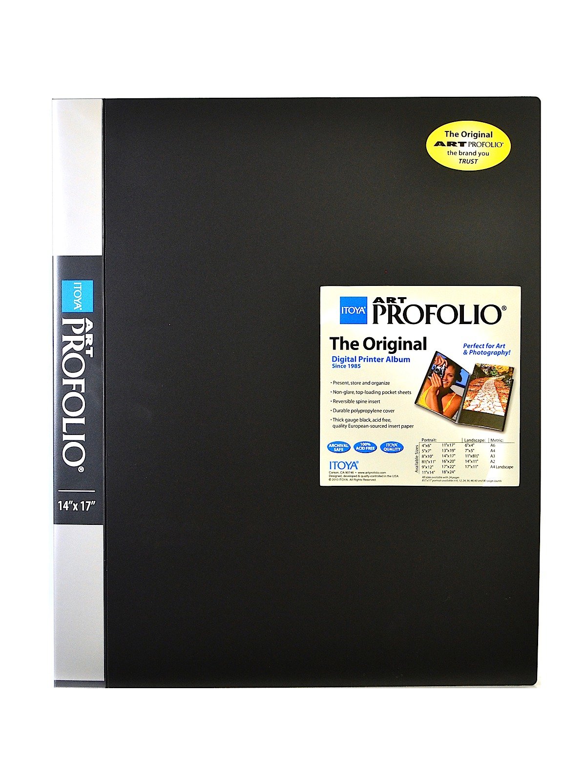  PROFOLIO 14x17 Acid-Neutral Art Portfolio with Customizable  Cover, Black, 24 Two-Sided Clear Sleeves