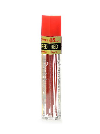 Pentel - Colored Lead Refills - Red, 0.5 mm, Tube of 12