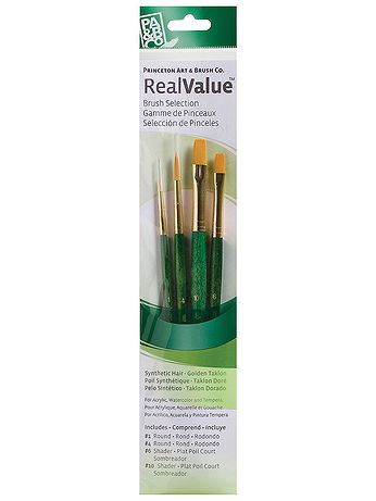 Princeton - Real Value Series Green Handled Brush Sets - 9116, Set of 4