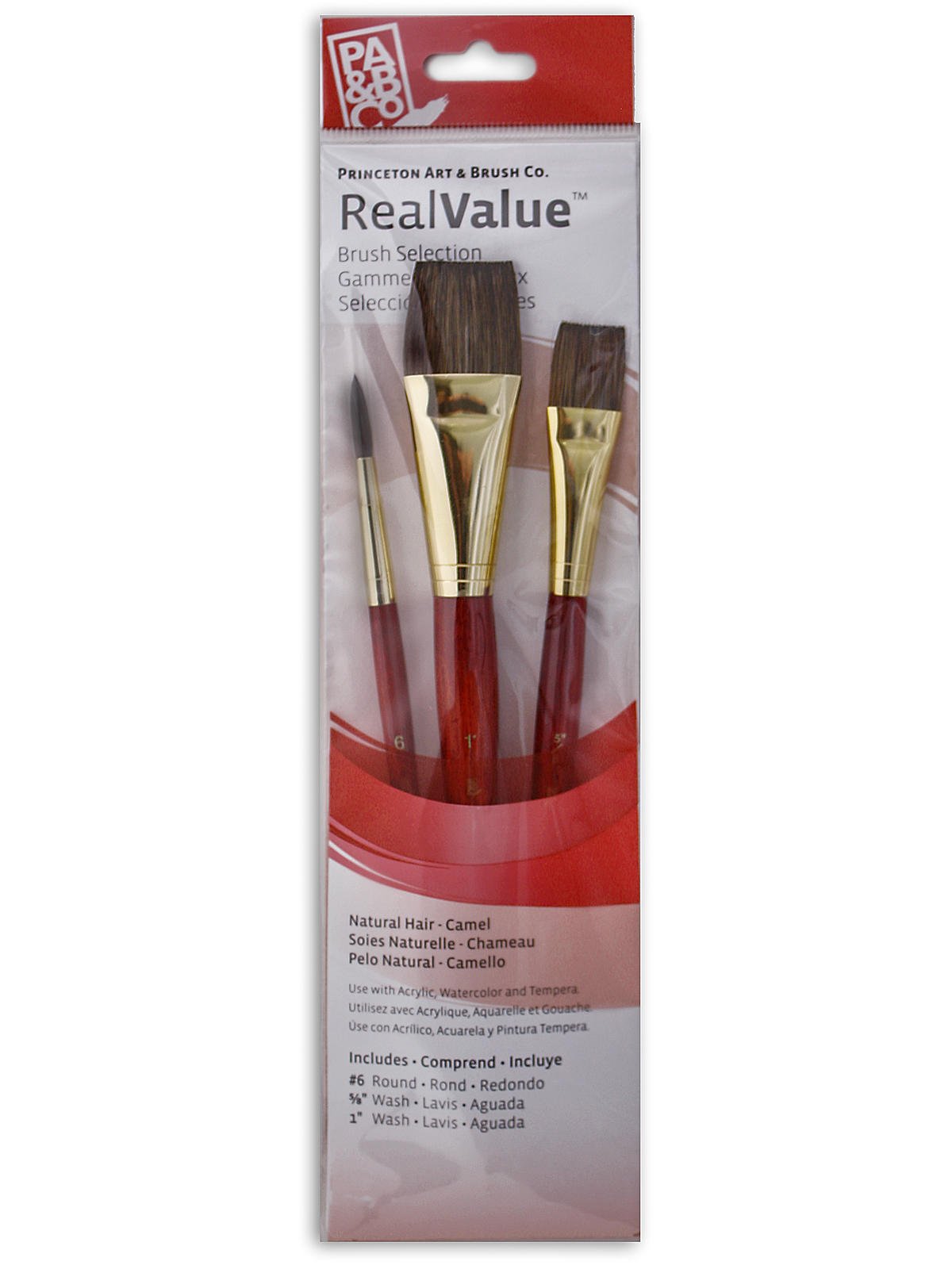 Princeton Real Value Series Red Short Handled Brush Sets 