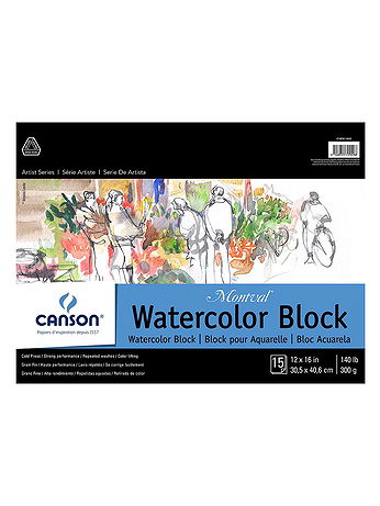 Canson - Montval Watercolor Paper - 12 in. x 16 in., Block of 15, 140 lb. Cold Press