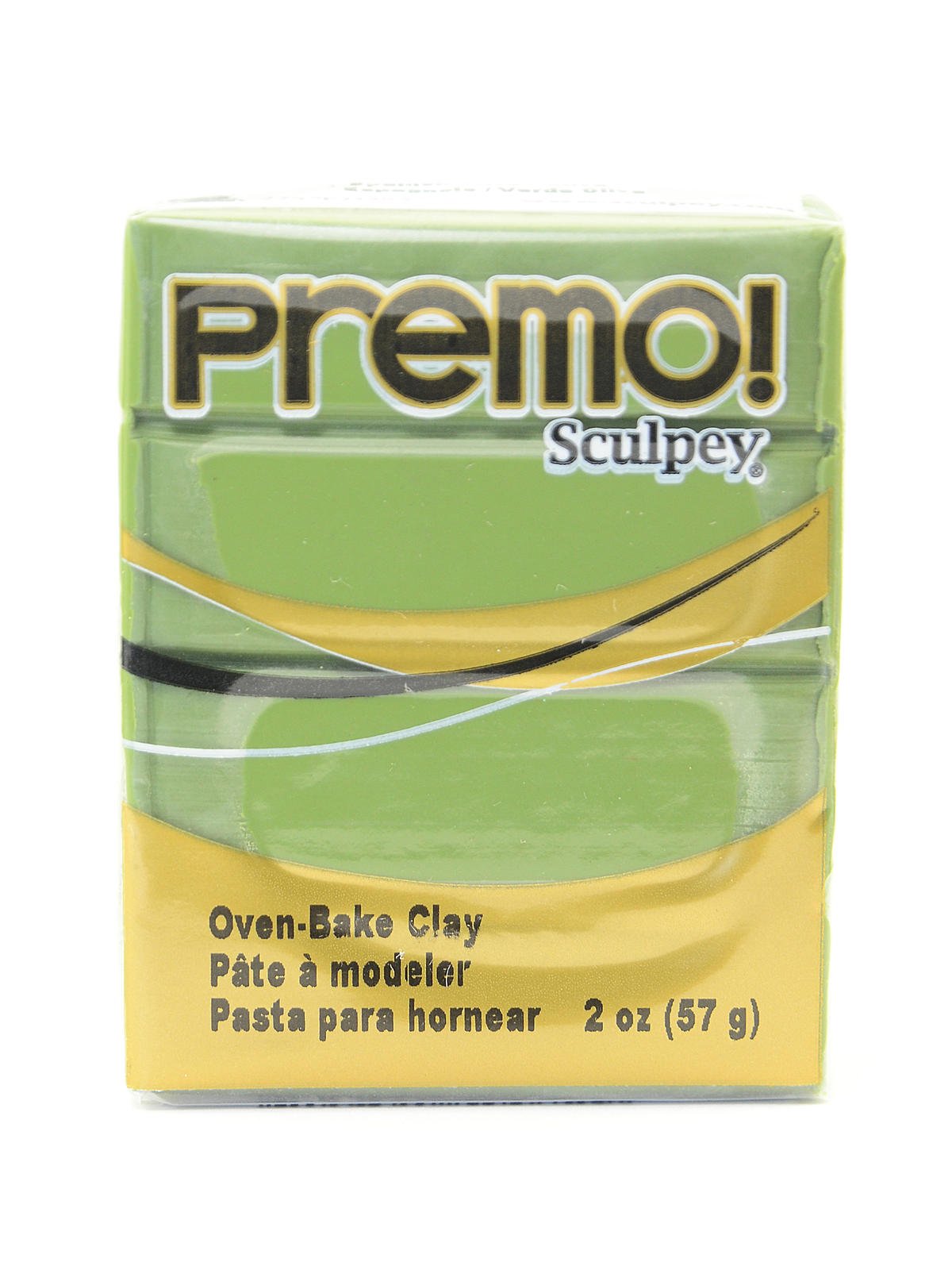 Polymer clay, Sculpey® PREMO, bright green pearl. Sold per 2-ounce