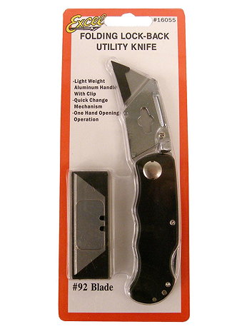 Excel - Folding Lock-Back Utility Knife - Utility Knife With 3 Blades