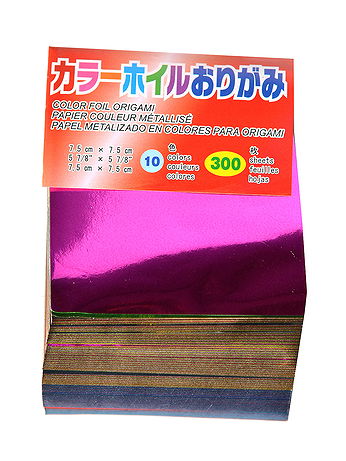 Aitoh - Origami Paper - 3 in. x 3 in., Assorted Foil, 300 Sheets