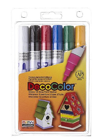 Marvy Uchida - DecoColor Paint Marker Sets - Broad, Primary, Set of 6