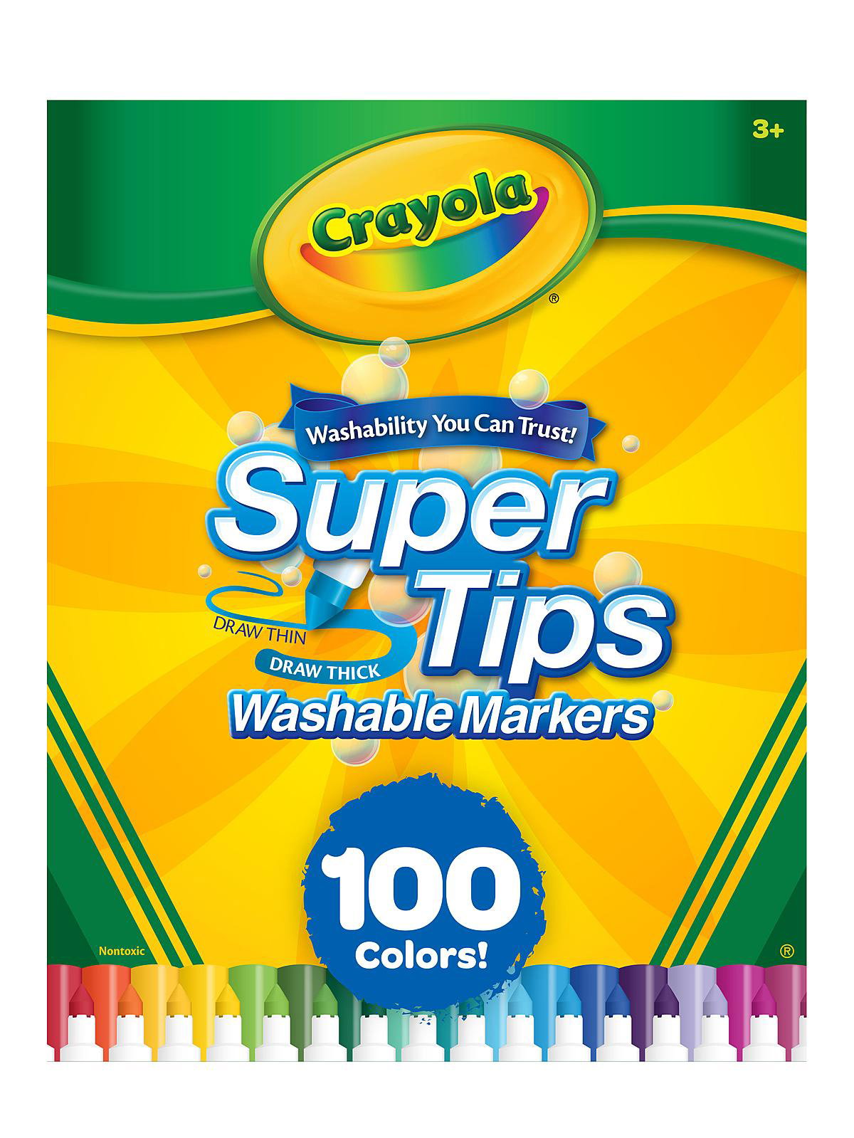 Crayola Non-Toxic Washable Marker Set, Super Tip, Assorted Colors, Set Of 10