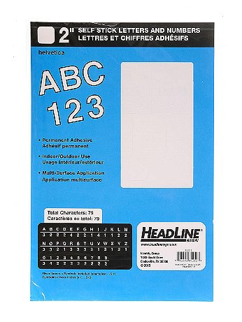 HeadLine - White Vinyl Stick-On Letters or Numbers - 2 in., Helvetica, Capitals