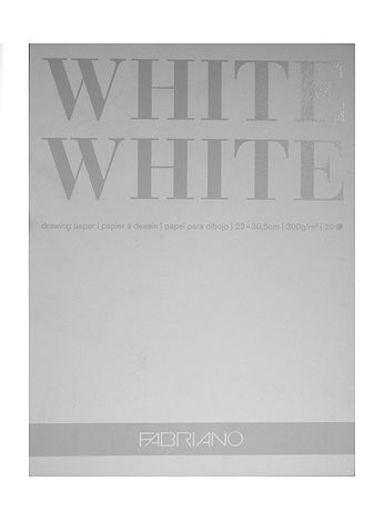 Fabriano - WHITE WHITE Pads - 9 in. x 12 in., 300 Gsm, 20 Pages