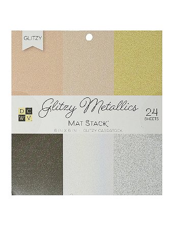 Diecuts With A View - Cardstock Stacks - 6 in. x 6 in., Glitzy Metallics, 24 Sheets