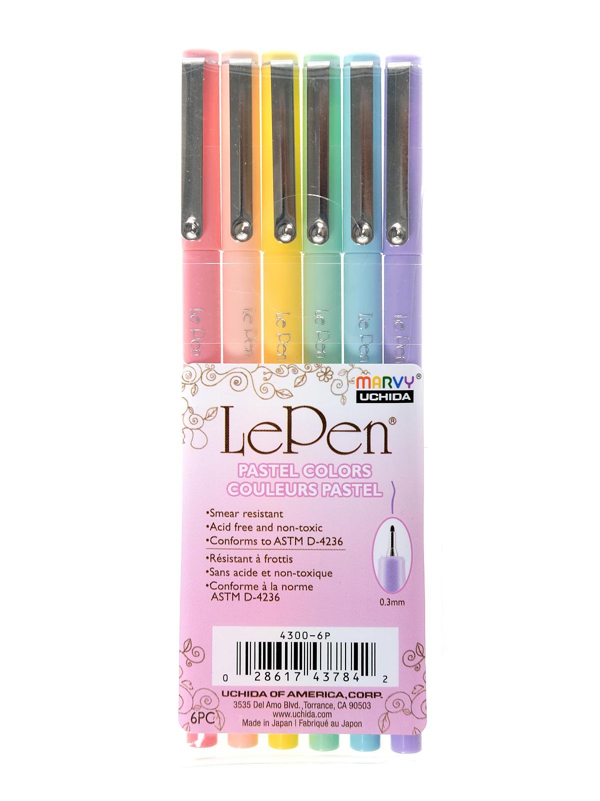  Uchida 430010A , Le Pen, 0.3 Millimeter point, Pen Set, 10  Pack, Multicolor