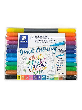 Staedtler - Brush Letter Duo Double-Ended Lettering Markers - Set of 12