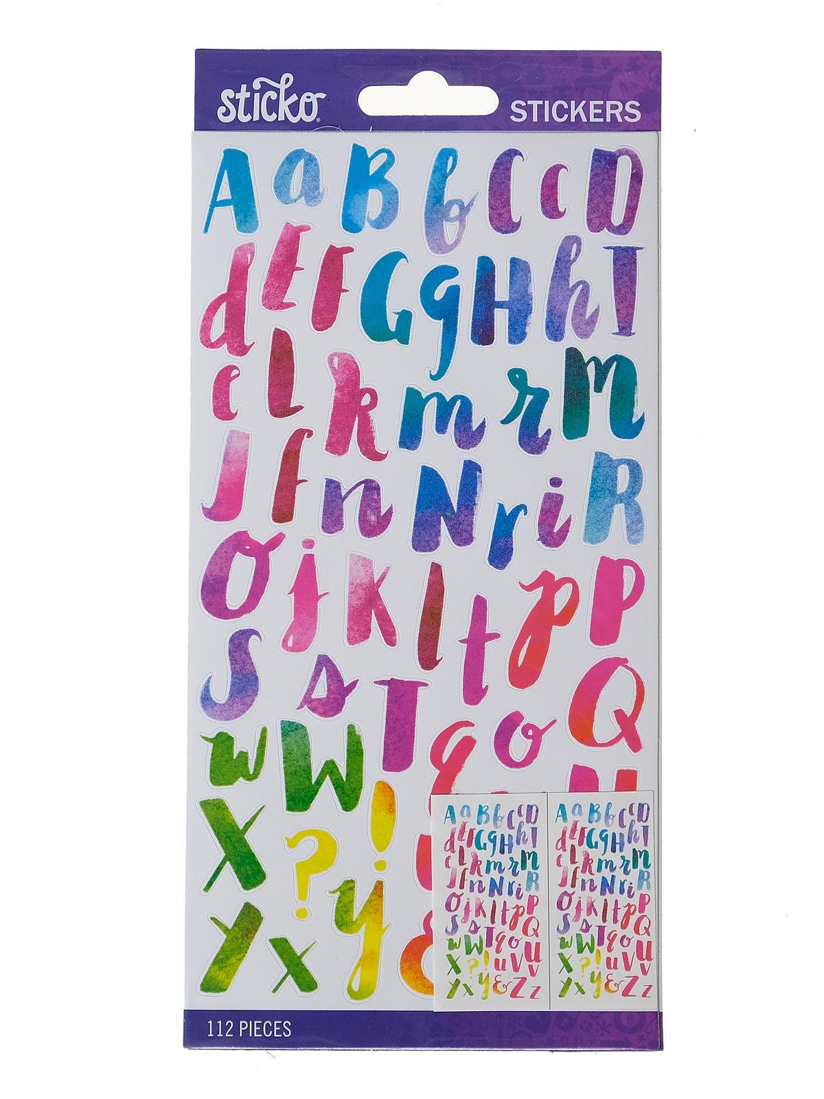 Alphabet Stickers small, watercolor multi, 112 pieces