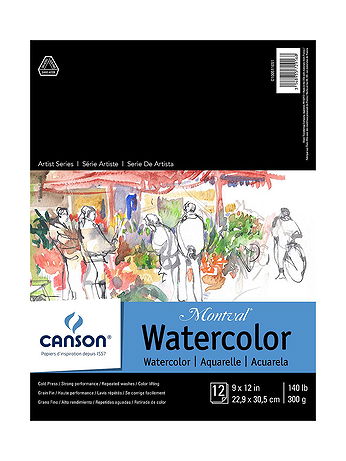 Canson - Montval Watercolor Paper - 9 in. x 12 in., Pad of 12, 140 lb. Cold Press