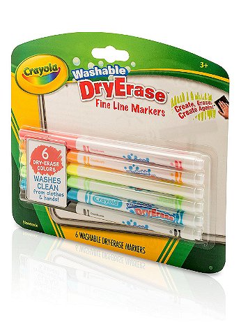 Crayola - Washable Dry Erase Fine Line Markers - Set of 6