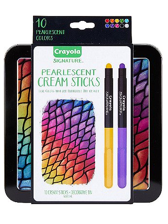 Crayola - Signature Pearlescent Cream Sticks with Tin - Set of 10