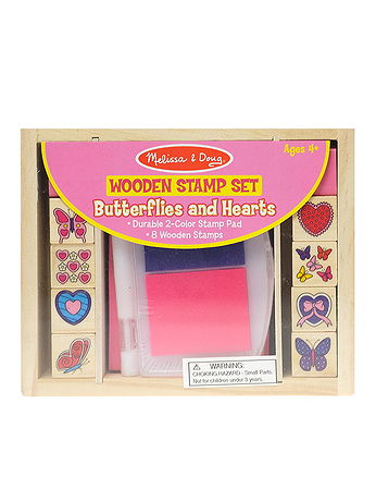 Melissa & Doug - Wooden Stamp Sets - Butterflies And Hearts