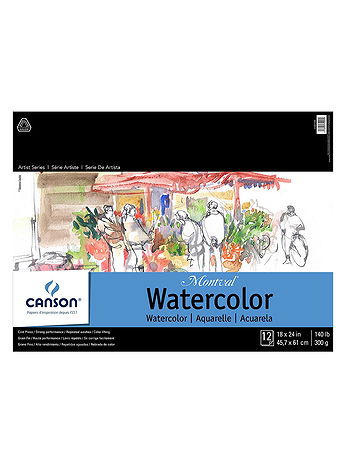 Canson - Montval Watercolor Paper - 18 in. x 24 in., Pad of 12, 140 lb. Cold Press