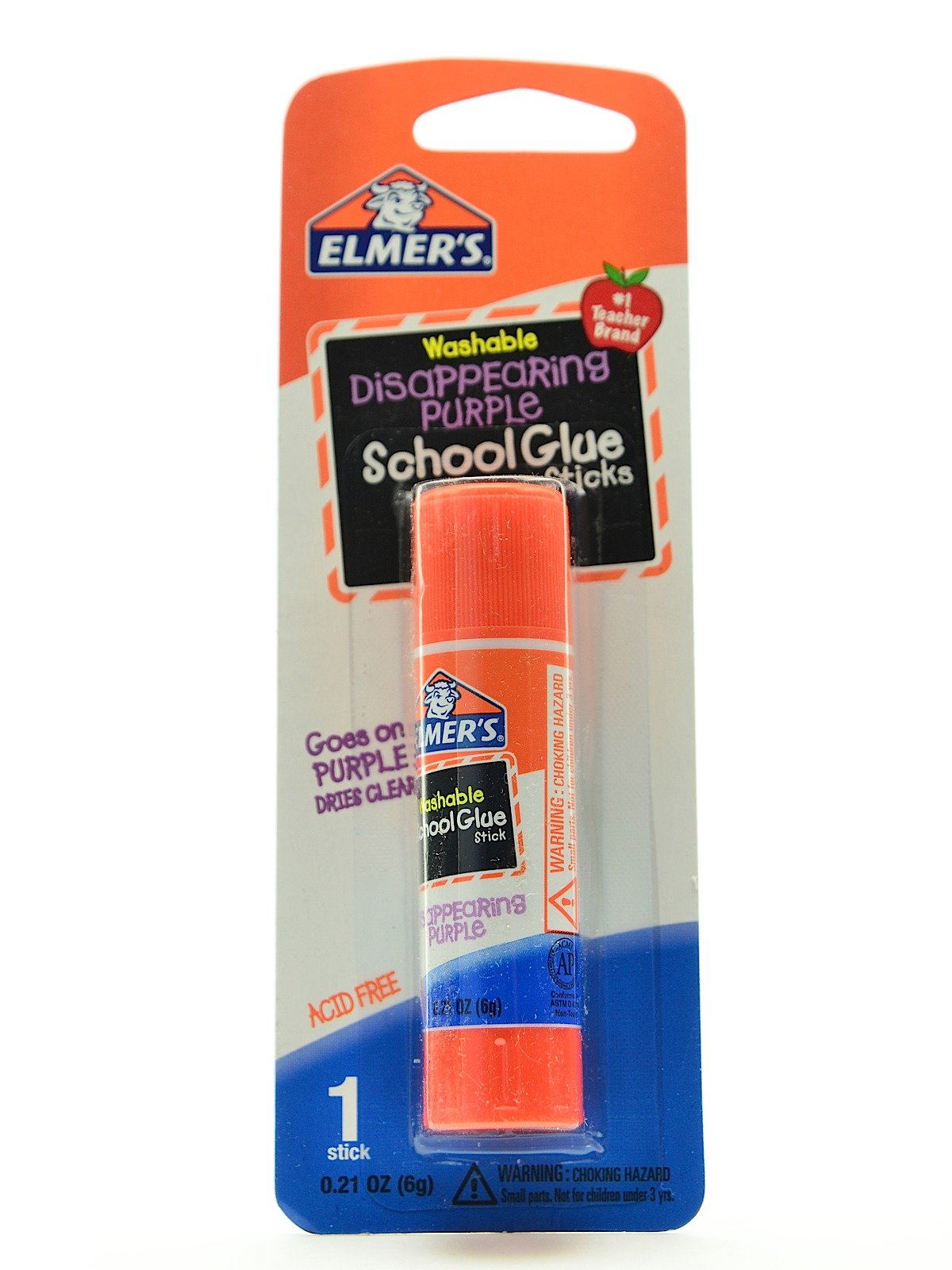 Elmers School Glue Stick, Disappearing Purple, Washable - 1 giant stick, 22 g