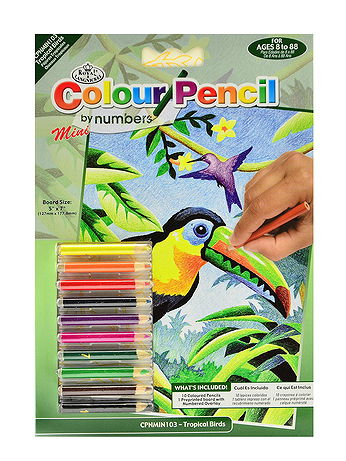 Royal & Langnickel - Mini Color Pencil By Number Kits - Tropical Birds