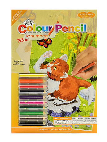 Royal & Langnickel - Mini Color Pencil By Number Kits - Kitten & Butterfly